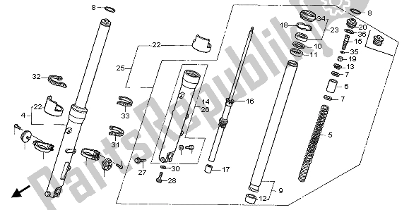 All parts for the Front Fork of the Honda VFR 750F 1995