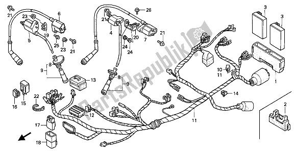 Tutte le parti per il Cablaggio E Bobina Di Accensione del Honda XL 600V Transalp 1994