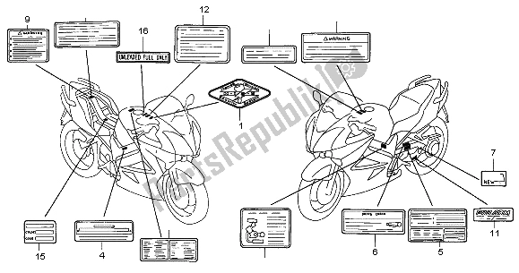 All parts for the Caution Label of the Honda VFR 800A 2004