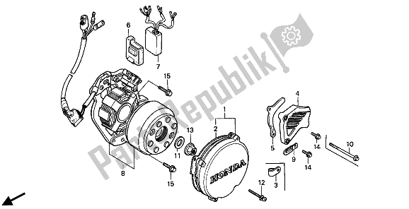 Todas las partes para Generador Y C. D. I. Unidad Y Tapa Izquierda Del Cárter de Honda CR 250R 1991