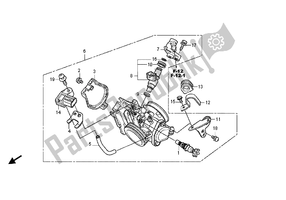 Alle onderdelen voor de Gasklephuis van de Honda CRF 450R 2012