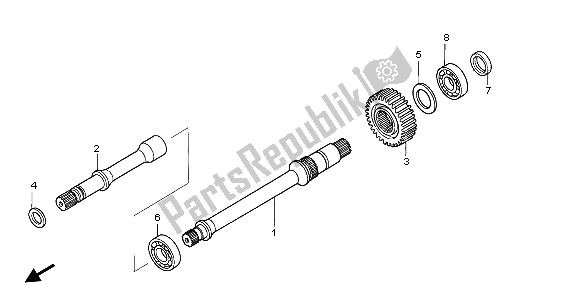 All parts for the Final Shaft of the Honda TRX 400 FA Fourtrax Rancher AT 2004