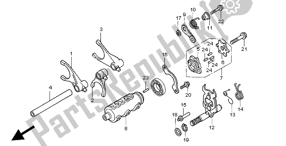 All parts for the Gearshift Drum of the Honda ST 1100 1997