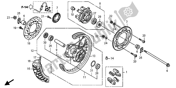 All parts for the Rear Wheel of the Honda XL 700 VA Transalp 2011