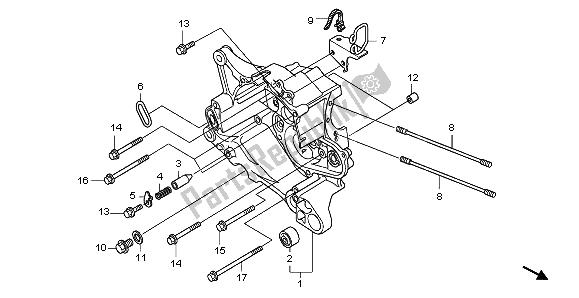 Tutte le parti per il Basamento Destro del Honda NHX 110 WH 2012