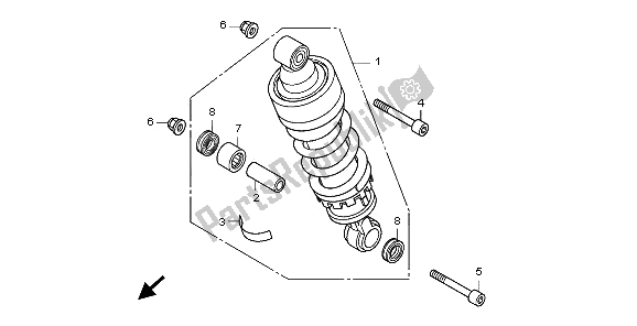All parts for the Rear Cushion of the Honda CB 1000R 2009