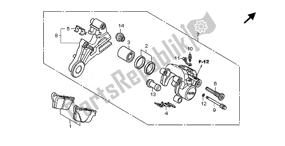 All parts for the Rear Brake Caliper of the Honda CB 600F Hornet 2010
