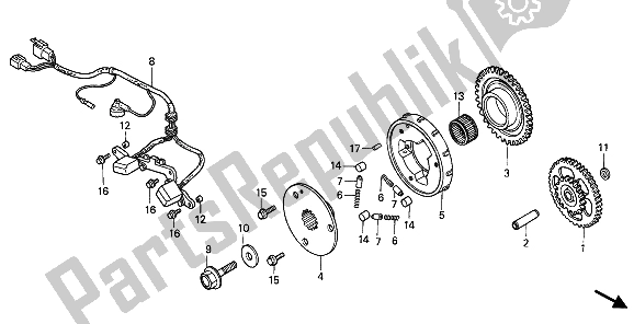 All parts for the Pulse Generator of the Honda VFR 750F 1993