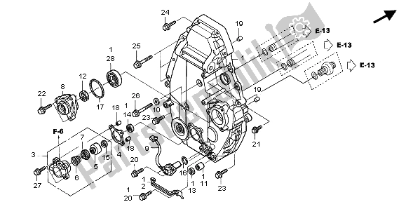 Alle onderdelen voor de Achterste Carterdeksel van de Honda ST 1300A 2003