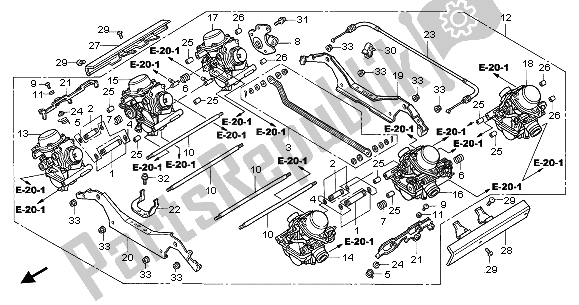 Tutte le parti per il Carburatore (assy.) del Honda GL 1500C 2002
