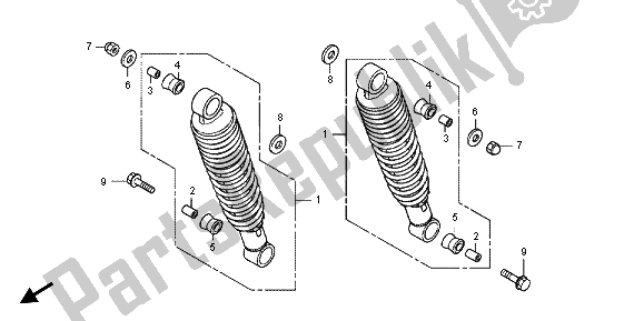 All parts for the Rear Cushion of the Honda CBF 125M 2013