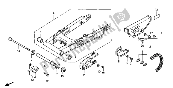 Todas as partes de Garfo Traseiro E Caixa De Corrente do Honda XR 80R 1986