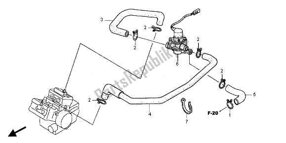 All parts for the Air Injection Valve of the Honda VFR 800X 2011