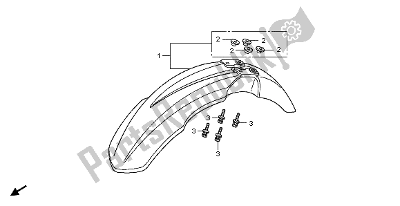 All parts for the Front Fender of the Honda CRF 150 RB LW 2009