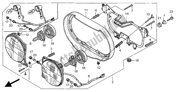 All parts for the Headlight (eu) of the Honda XRV 750 Africa Twin 2000