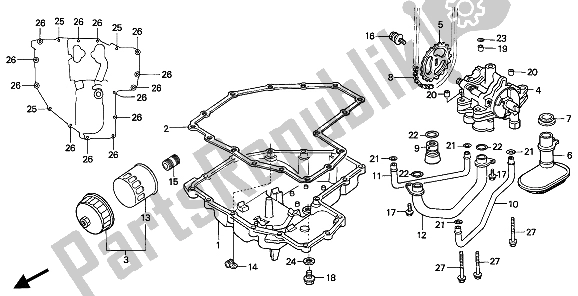 Wszystkie części do Pompa Oleju I Miska Olejowa I Filtr Oleju Honda CBR 1000F 1994