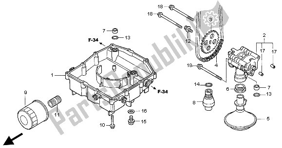 All parts for the Oil Pump of the Honda VFR 800 2004