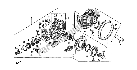 Todas as partes de Engrenagem Final Conduzida do Honda ST 1100 1992