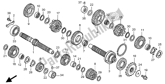 All parts for the Transmission of the Honda VTR 1000F 2002