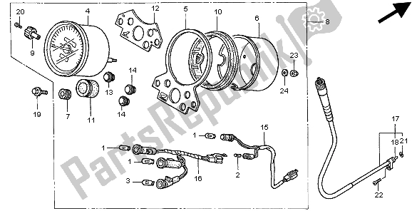 All parts for the Meter (kmh) of the Honda CMX 250C 1998