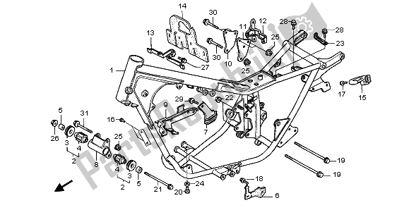 All parts for the Frame Body of the Honda CA 125 1997