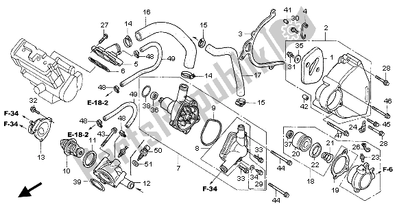 Alle onderdelen voor de Waterpomp van de Honda CBR 1100 XX 2002
