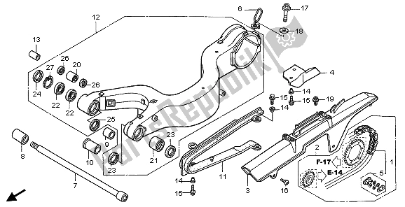 All parts for the Swingarm of the Honda VFR 800 2006