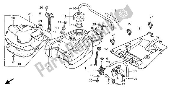 Todas las partes para Depósito De Combustible de Honda TRX 350 FE Fourtrax Rancher 4X4 ES 2000