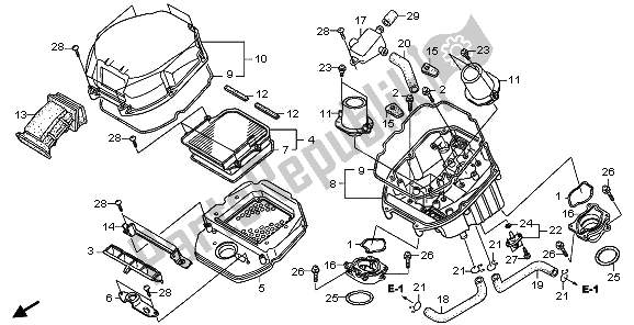 All parts for the Air Cleaner of the Honda XL 1000V 2008
