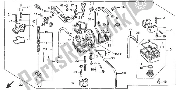 Alle onderdelen voor de Carburator van de Honda CR 125R 2005