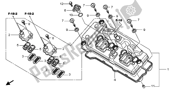 All parts for the Cylinder Head Cover of the Honda CBR 1000 RR 2008