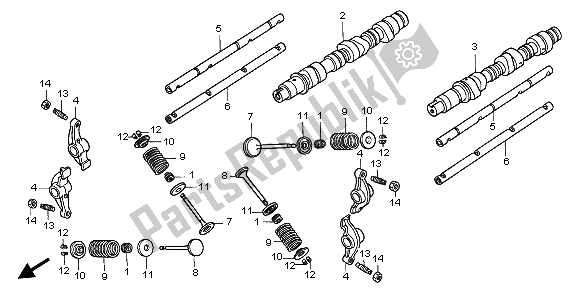 All parts for the Camshaft & Valve of the Honda GL 1500C 1997