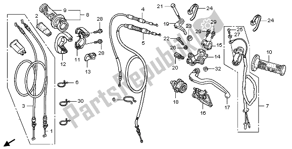 All parts for the Handle Lever & Switch & Cable of the Honda CRF 450R 2006