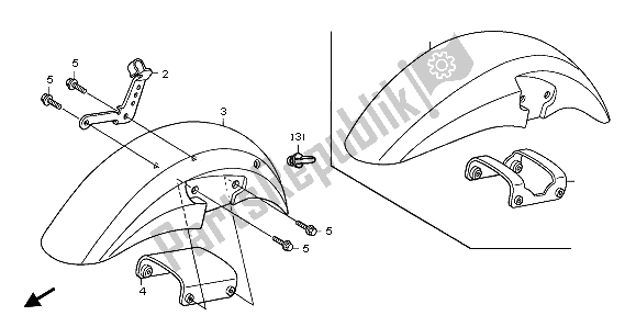 All parts for the Front Fender of the Honda XL 125V 2003