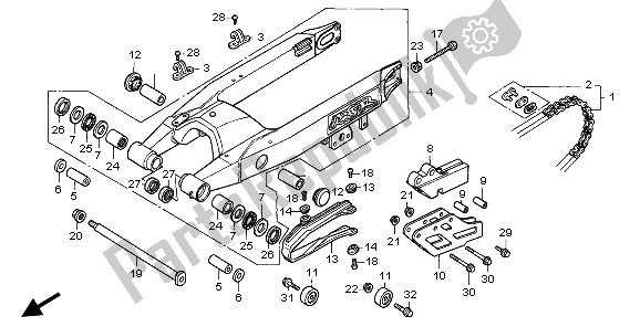 Toutes les pièces pour le Bras Oscillant du Honda CR 125R 1996