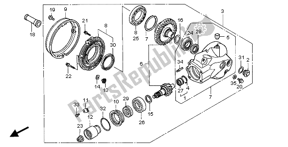 All parts for the Final Driven Gear of the Honda VTX 1800C1 2006