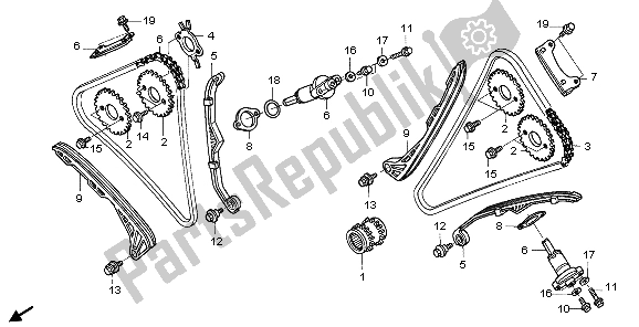 All parts for the Cam Chain & Tensioner of the Honda ST 1300A 2007