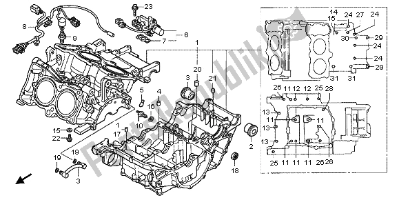 All parts for the Crankcase of the Honda VFR 800X 2012