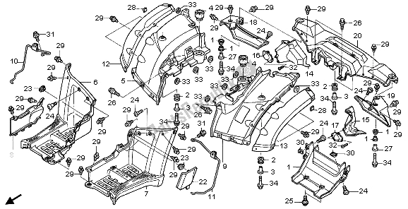 Alle onderdelen voor de Achterspatbord van de Honda TRX 680 FA 2007