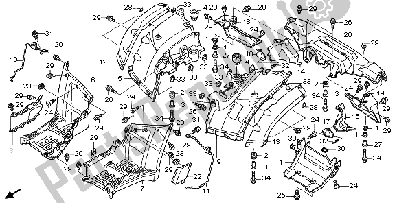 All parts for the Rear Fender of the Honda TRX 680 FA 2007