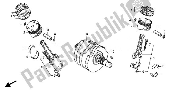 All parts for the Crankshaft & Piston of the Honda NT 700 VA 2010