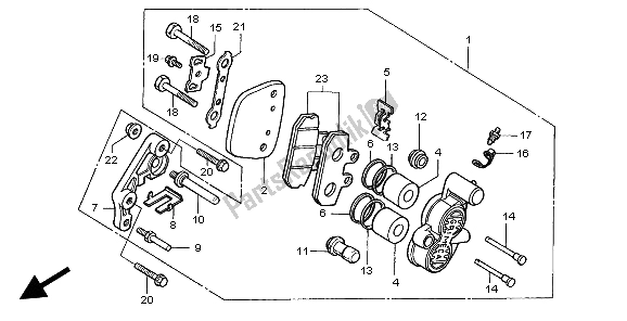 All parts for the Front Brake Caliper of the Honda CA 125 1999