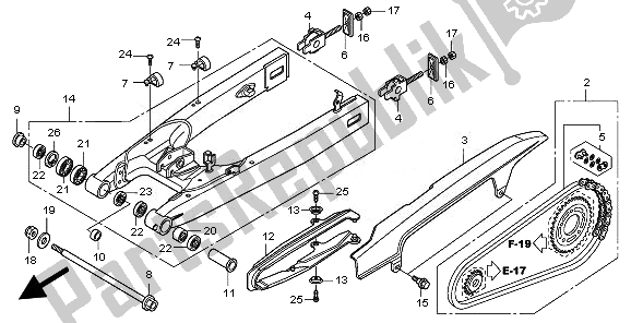 All parts for the Swingarm of the Honda CBF 600 NA 2010