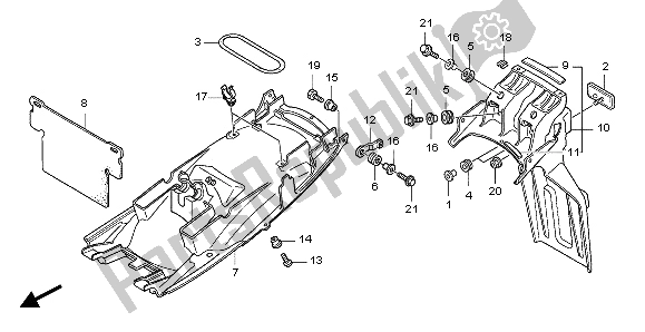 All parts for the Rear Fender of the Honda CBF 600S 2007