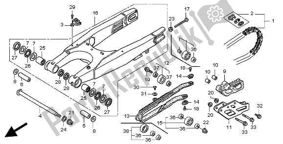All parts for the Swingarm of the Honda CR 250R 2002