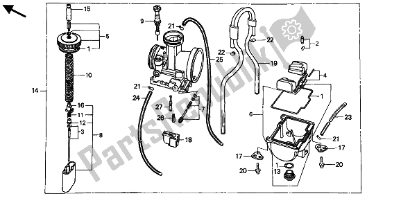 Todas las partes para Carburador de Honda CR 125R 1991