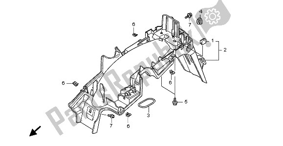 All parts for the Rear Fender of the Honda ANF 125 2009