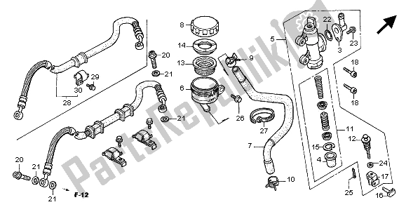 All parts for the Rear Brake Master Cylinder of the Honda CB 600F Hornet 2005