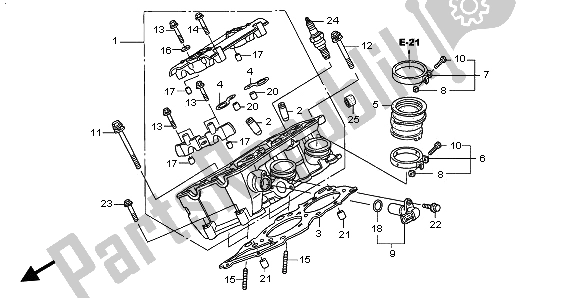 Alle onderdelen voor de Rechter Cilinderkop van de Honda ST 1300A 2003