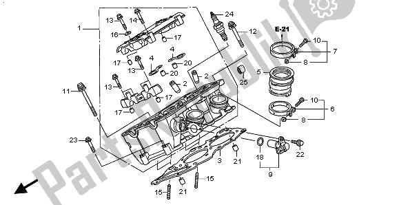 All parts for the Right Cylinder Head of the Honda ST 1300A 2003